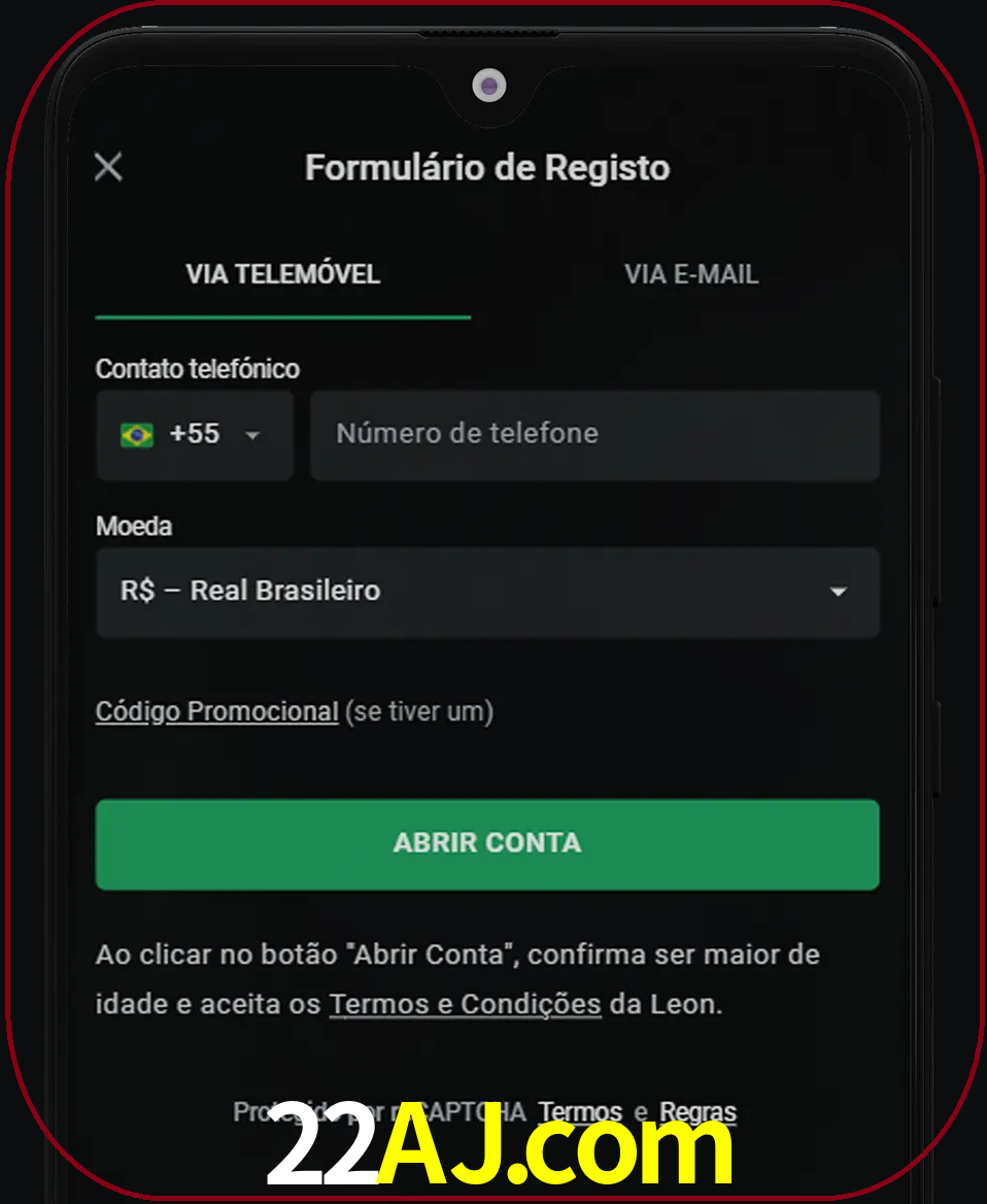 Abra o aplicativo e inicie o processo de registro.