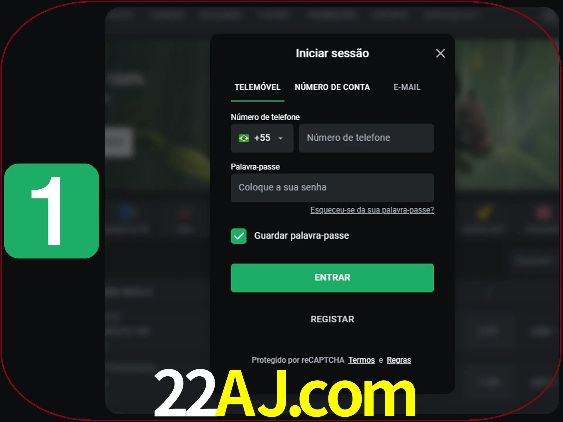 Clique no botão Entrar.
